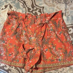 Max Studio High Waist Coral Floral Shorts